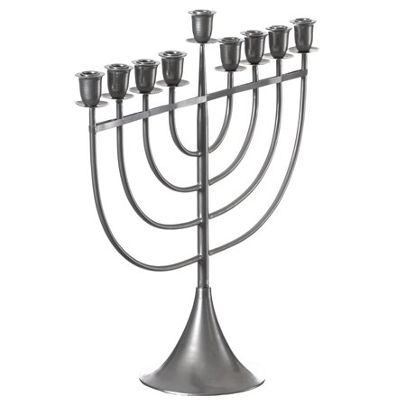 VINTIQUEWISE Modern Solid Metal Judaica Hanukkah Menorah 9 Branched Candelabra, Aluminum Small QI004119.AL.S